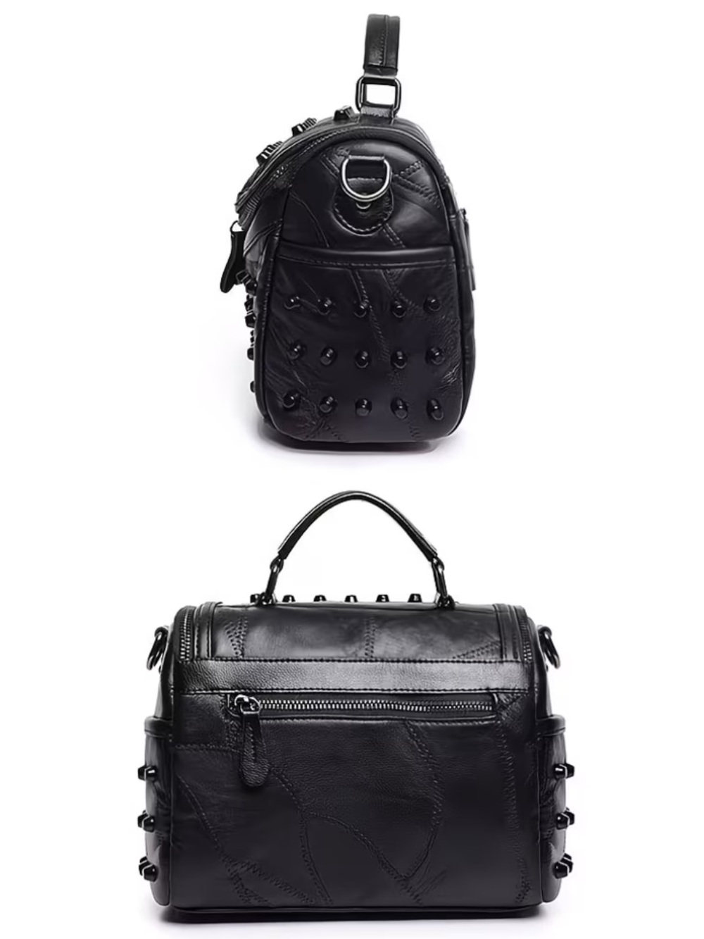 (A10) Studded Lambskin Leather Crossbody Bag - Picture 8 of 12